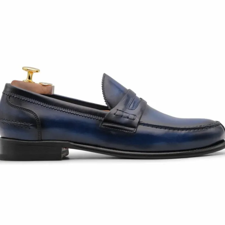 Cheap Harris Shoes 1913 Harris Firenze 1913 Shaded Calf Leather Loafers Blue