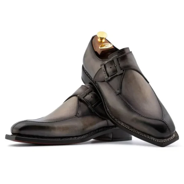 harris_firenze__single_bu_1.webp Clearance Harris Shoes 1913 Harris Firenze 1913 Single Buckle Leather Shoes Grey