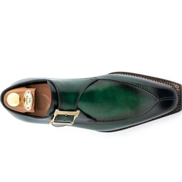 Hot Harris Shoes 1913 Harris Firenze 1913 Single Buckle Leather Shoes Green