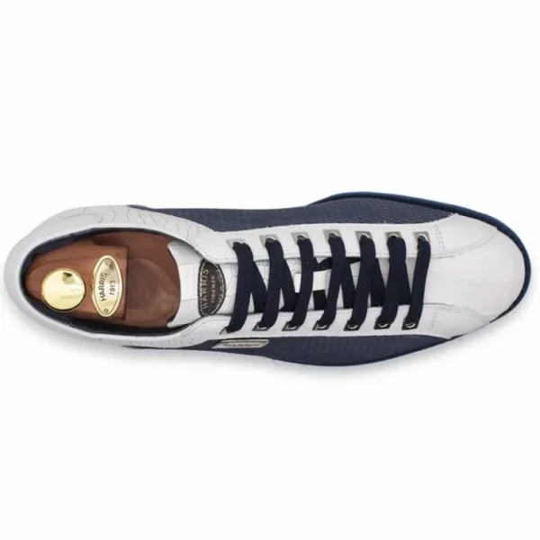 harris_firenze__suede__cr_1.webp Online Harris Shoes 1913 Harris Firenze 1913 Suede / Crocodile Print Sneakers Blue