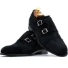 Hot Harris Shoes 1913 Harris Firenze 1913 Suede Double Buckle Monk Strap Black
