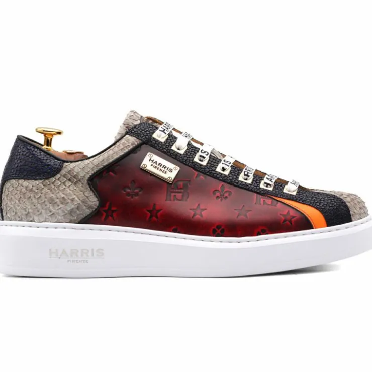 Best Harris Shoes 1913 Harris Firenze 1913 Vintage Print Leather Sneakers Bordeaux