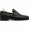 Online Harris Shoes 1913 Harris Firenze 1913 Woven Calfskin Loafers Black