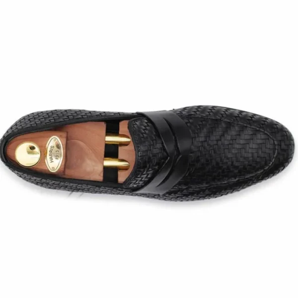 harris_firenze__woven_cal_3.webp Online Harris Shoes 1913 Harris Firenze 1913 Woven Calfskin Loafers Black