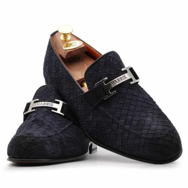 Store Harris Shoes 1913 Harris Firenze 1913 Woven Suede Loafers Blue