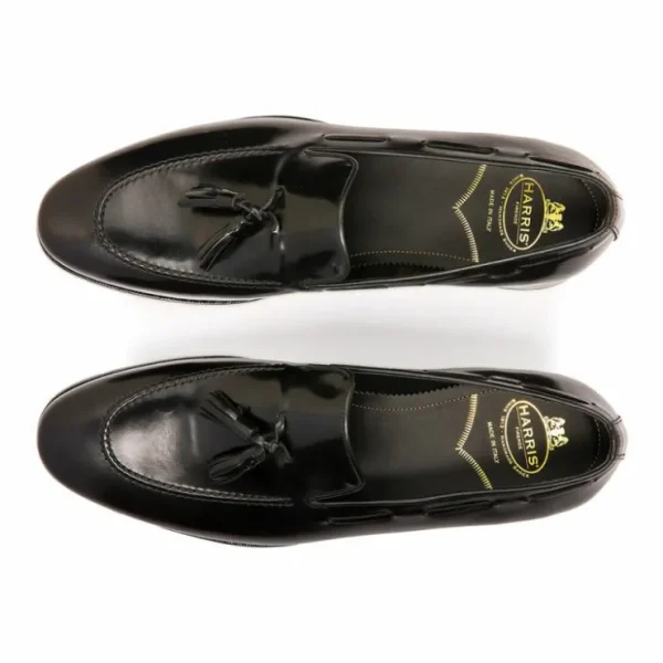 Shop Harris Shoes 1913 Calfskin Leather Tassel Loafers Black