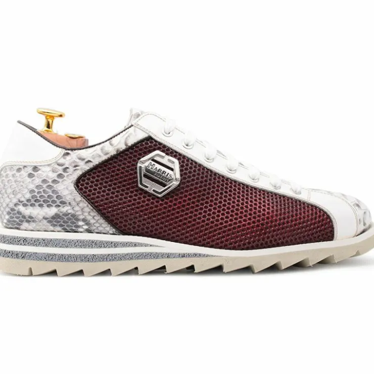 Flash Sale Harris Shoes 1913 Genuine Python/ Beehive Effect Leather Sneakers Rosso