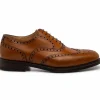 Best Sale Harris Shoes 1913 Leather Stringed Wingtip Shoes Cognac