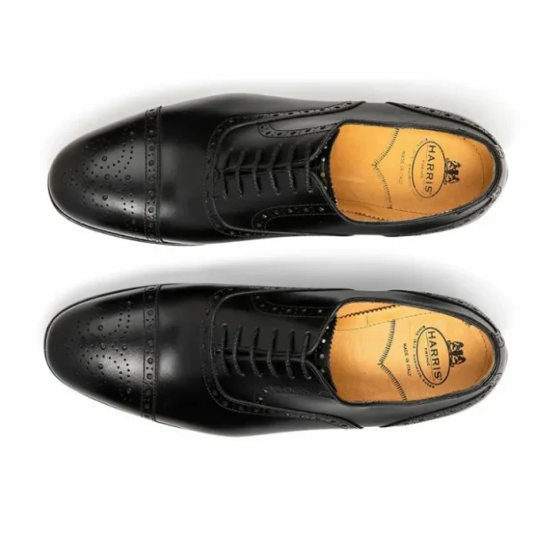 harris_shoes__leather_str_1-2.webp Outlet Harris Shoes 1913 Leather Stringed Cap Toe Shoes Nero