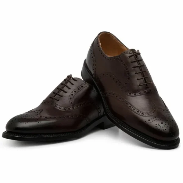 Shop Harris Shoes 1913 Leather Stringed Wingtip Shoes Brown