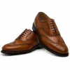 Best Sale Harris Shoes 1913 Leather Stringed Wingtip Shoes Cognac