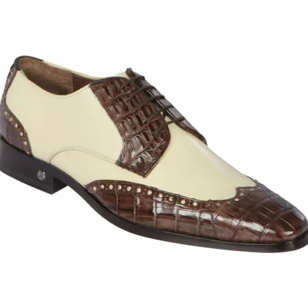 lombardy_caiman_belly_amp_0-11.webp Online Lombardy Caiman Belly & Calfskin Wingtip Shoes Brown/Winter White Brown/WinterWhite