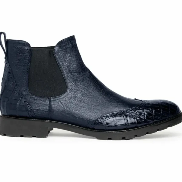 lombardy_caiman_belly_amp_0-8.webp Online Lombardy Caiman Belly & Smooth Ostrich Chelsea Boots Navy Blue NavyBlue