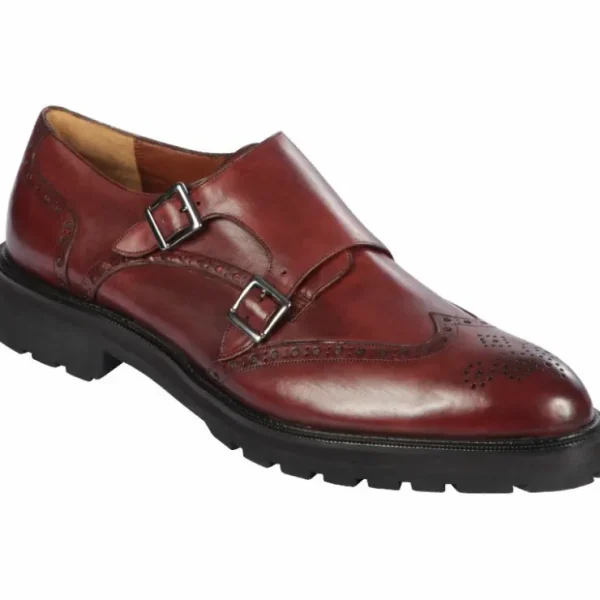 Online Lombardy Calfskin Wingtip Monk Strap Faded Burgundy FadedBurgundy