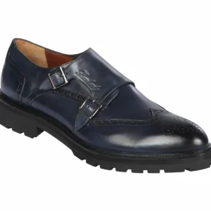 Hot Lombardy Calfskin Wingtip Monk Strap Faded Navy Blue FadedNavyBlue