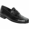 Outlet Lombardy Checkered Calfskin & Lizard Penny Loafers Black