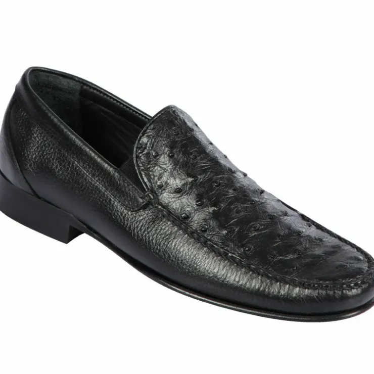 Online Lombardy Ostrich & Calfskin Loafers Black