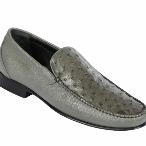 Best Sale Lombardy Ostrich & Calfskin Loafers Gray