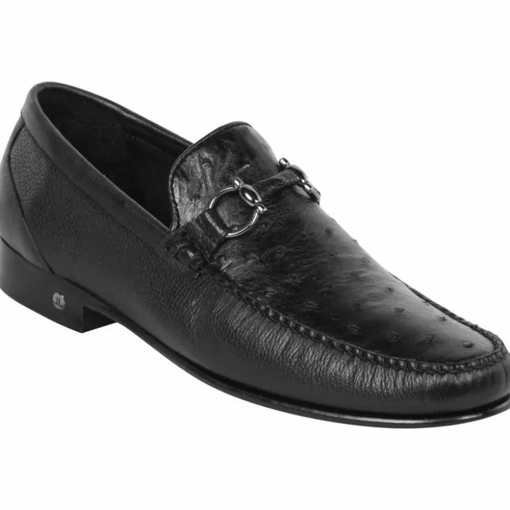 Online Lombardy Ostrich & Calfskin Bit Loafers Black