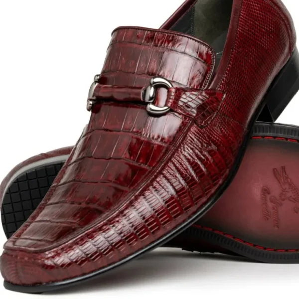los_altos_caiman_amp_liza_2-3.webp Hot Los Altos Boots Los Altos Caiman & Lizard Bit Loafers Burgundy