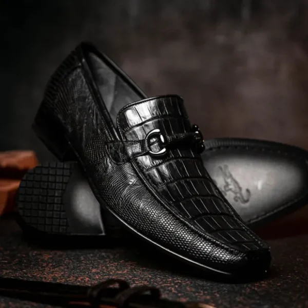 los_altos_caiman_amp_liza_4.webp Shop Los Altos Boots Los Altos Caiman & Lizard Bit Loafers Black