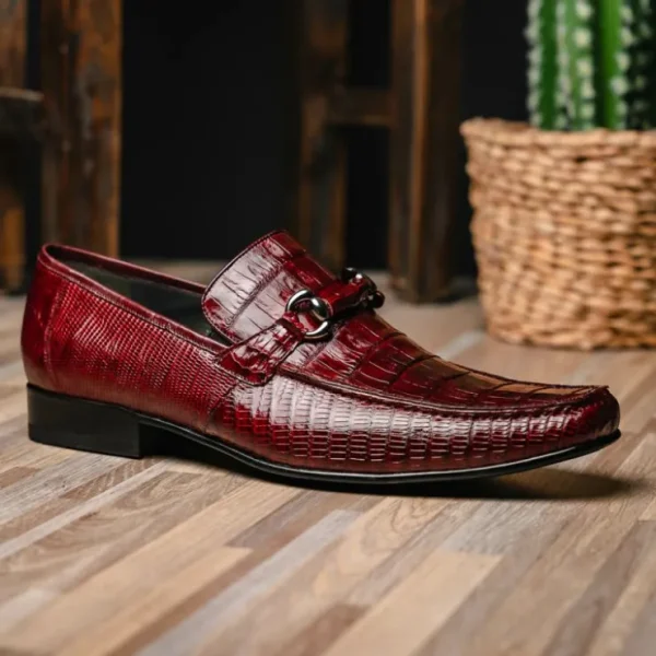 los_altos_caiman_amp_liza_5-3.webp Hot Los Altos Boots Los Altos Caiman & Lizard Bit Loafers Burgundy