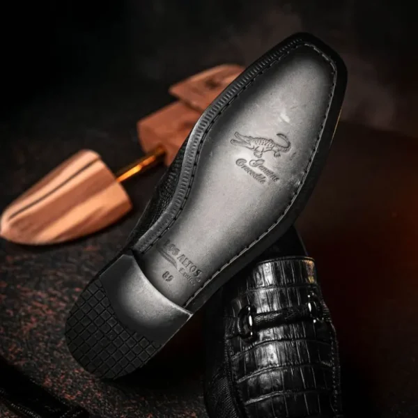 los_altos_caiman_amp_liza_6.webp Shop Los Altos Boots Los Altos Caiman & Lizard Bit Loafers Black