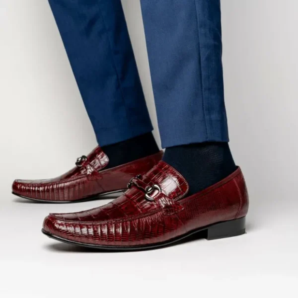los_altos_caiman_amp_liza_9-1.webp Hot Los Altos Boots Los Altos Caiman & Lizard Bit Loafers Burgundy