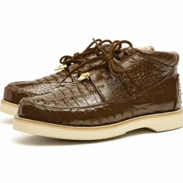 Clearance Los Altos Boots Los Altos Caiman & Ostrich Casual Shoes Brown