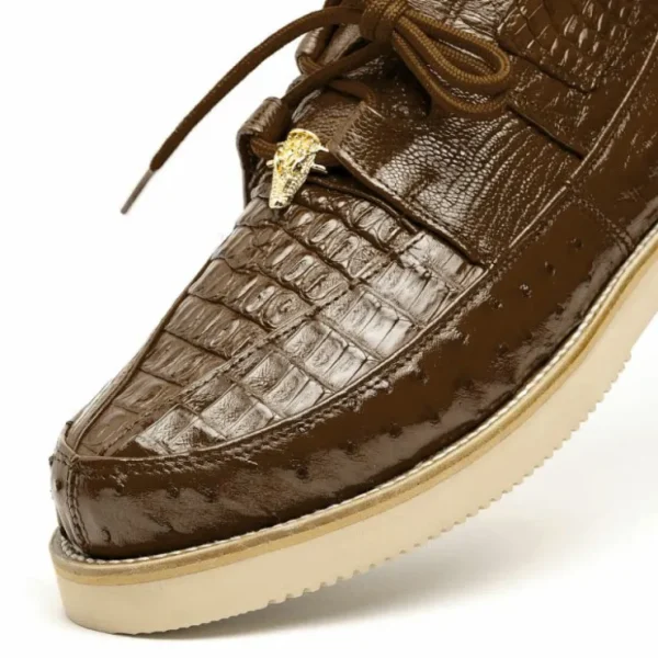 Clearance Los Altos Boots Los Altos Caiman & Ostrich Casual Shoes Brown