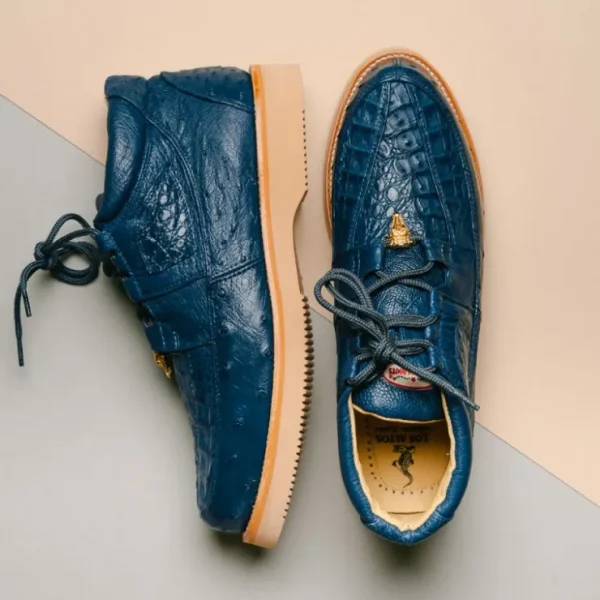 los_altos_caiman_amp_ostr_7.webp Fashion Los Altos Boots Los Altos Caiman & Ostrich Casual Shoes Blue Jean BlueJean