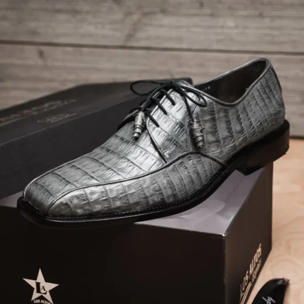 los_altos_caiman_belly_bi_5-1.webp Sale Los Altos Boots Los Altos Caiman Belly Bicycle Toe Shoes Gray