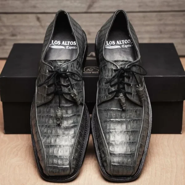 los_altos_caiman_belly_bi_9.webp Sale Los Altos Boots Los Altos Caiman Belly Bicycle Toe Shoes Gray