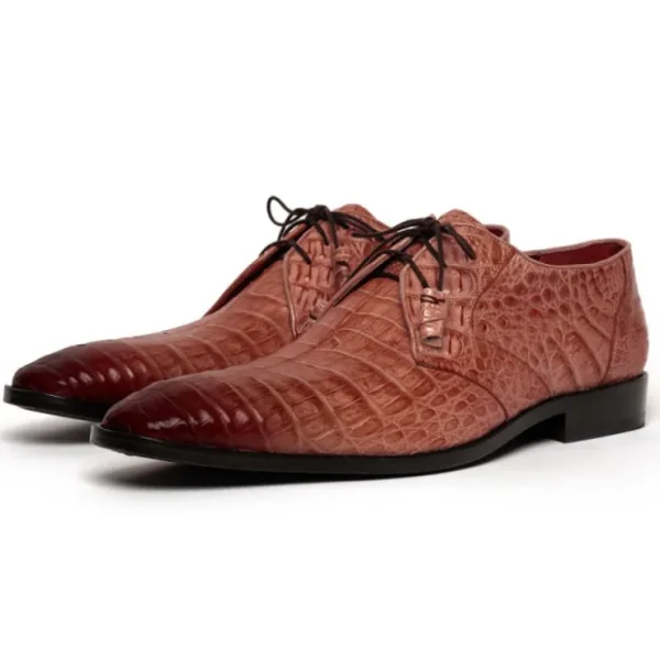los_altos_caiman_belly_de_1-2.webp Online Los Altos Boots Los Altos Caiman Belly Derby Shoes Faded Cognac