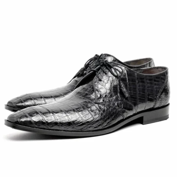 los_altos_caiman_belly_de_1.webp Online Los Altos Boots Los Altos Caiman Belly Derby Shoes Black