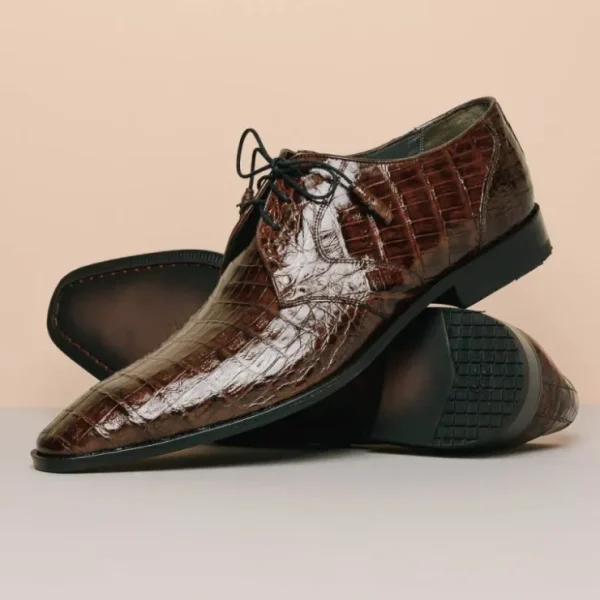 Fashion Los Altos Boots Los Altos Caiman Belly Derby Shoes Brown