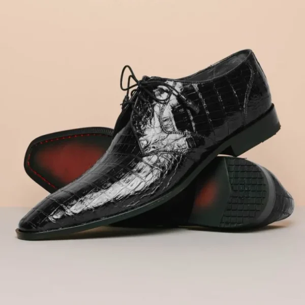 los_altos_caiman_belly_de_10.webp Online Los Altos Boots Los Altos Caiman Belly Derby Shoes Black