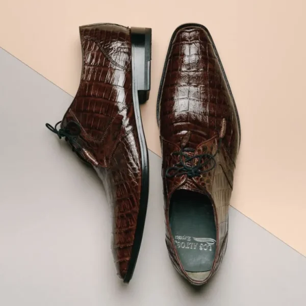 Fashion Los Altos Boots Los Altos Caiman Belly Derby Shoes Brown
