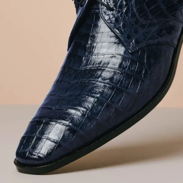 los_altos_caiman_belly_de_12-2.webp Flash Sale Los Altos Boots Los Altos Caiman Belly Derby Shoes Faded Navy