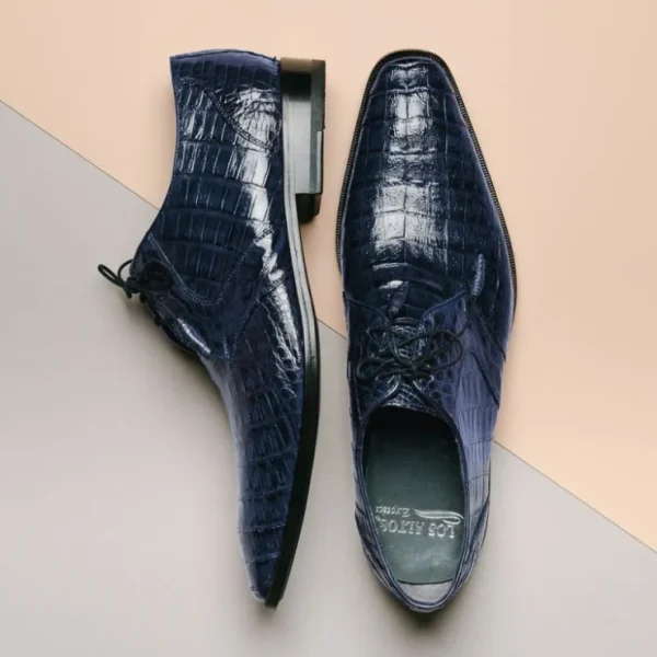 los_altos_caiman_belly_de_13.webp Flash Sale Los Altos Boots Los Altos Caiman Belly Derby Shoes Faded Navy