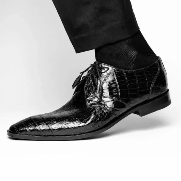 los_altos_caiman_belly_de_5.webp Online Los Altos Boots Los Altos Caiman Belly Derby Shoes Black