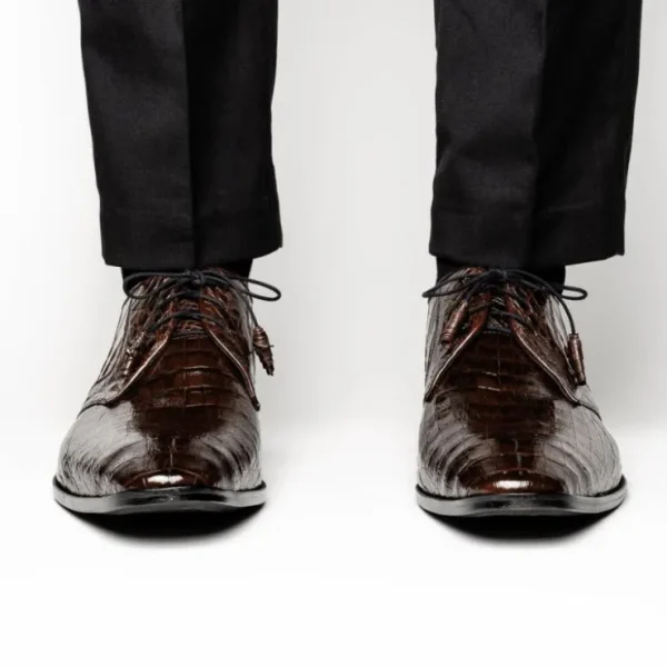 Fashion Los Altos Boots Los Altos Caiman Belly Derby Shoes Brown