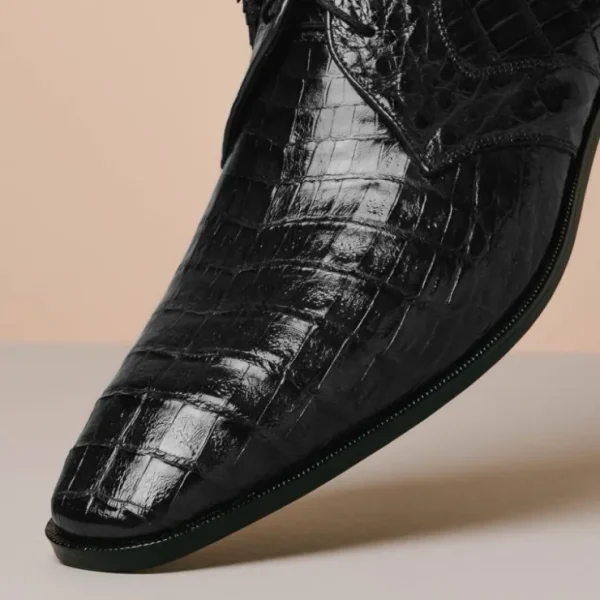 los_altos_caiman_belly_de_9.webp Online Los Altos Boots Los Altos Caiman Belly Derby Shoes Black