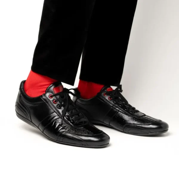 los_altos_ostrich_leg_sne_1.webp Fashion Los Altos Boots Los Altos Ostrich Leg Sneakers Black