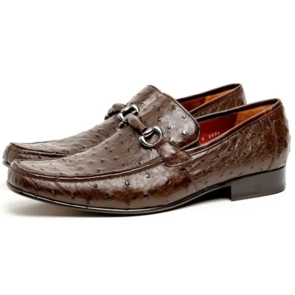 los_altos_ostrich_quill_b_1-1.webp Store Los Altos Boots Los Altos Ostrich Quill Bit Loafers Brown