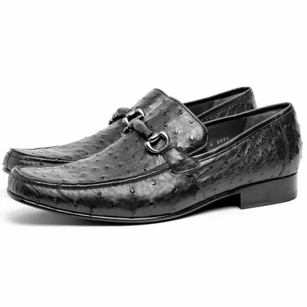 Cheap Los Altos Boots Los Altos Ostrich Quill Bit Loafers Black