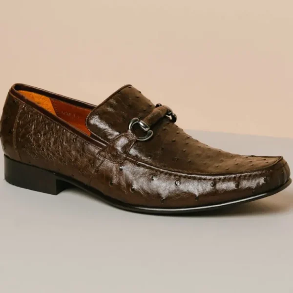 los_altos_ostrich_quill_b_5.webp Store Los Altos Boots Los Altos Ostrich Quill Bit Loafers Brown