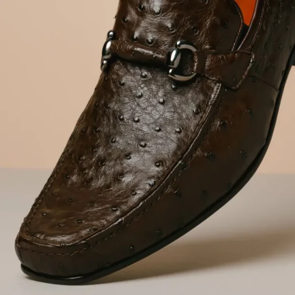 los_altos_ostrich_quill_b_8.webp Store Los Altos Boots Los Altos Ostrich Quill Bit Loafers Brown