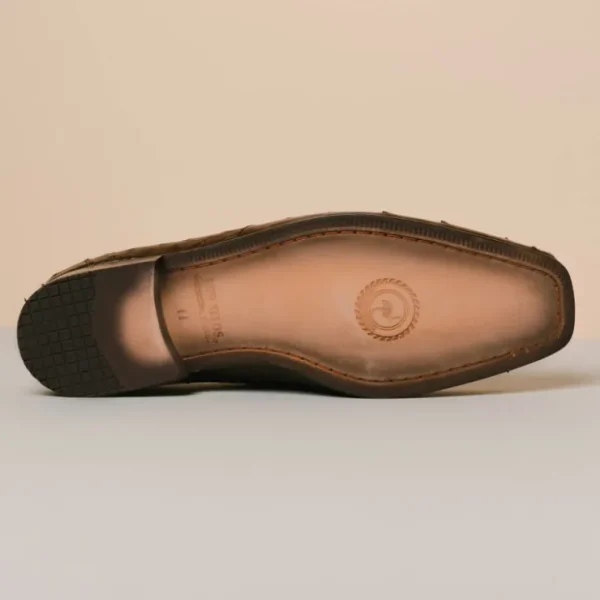 los_altos_ostrich_quill_b_9.webp Store Los Altos Boots Los Altos Ostrich Quill Bit Loafers Brown