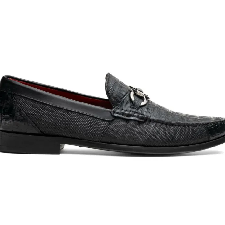 Cheap Marco di Milano Adro Caiman Crocodile / Lizard Bit Loafers Black